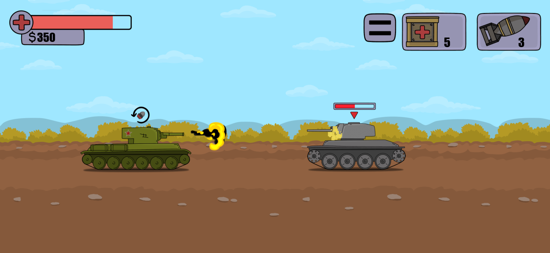 Tanks 2D Battle with Ratte screenshot 1